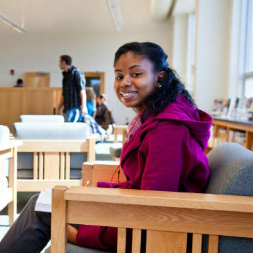 Female student seated