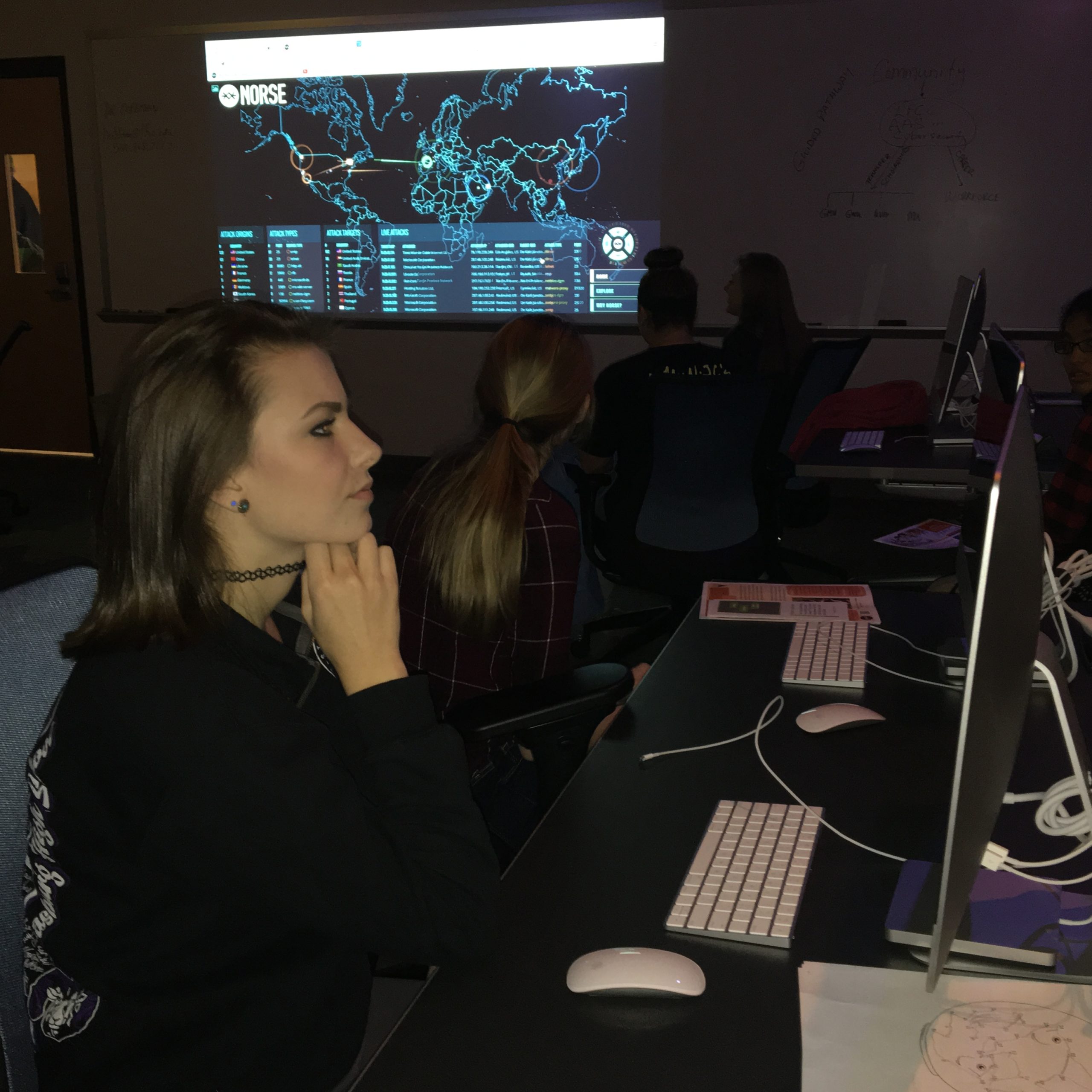 A Strasburg High School student learns about jobs in cyber security.