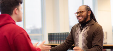 two students talking