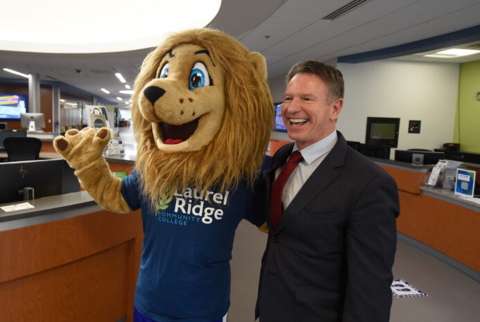 Leo the Lion and Chancellor David Dore