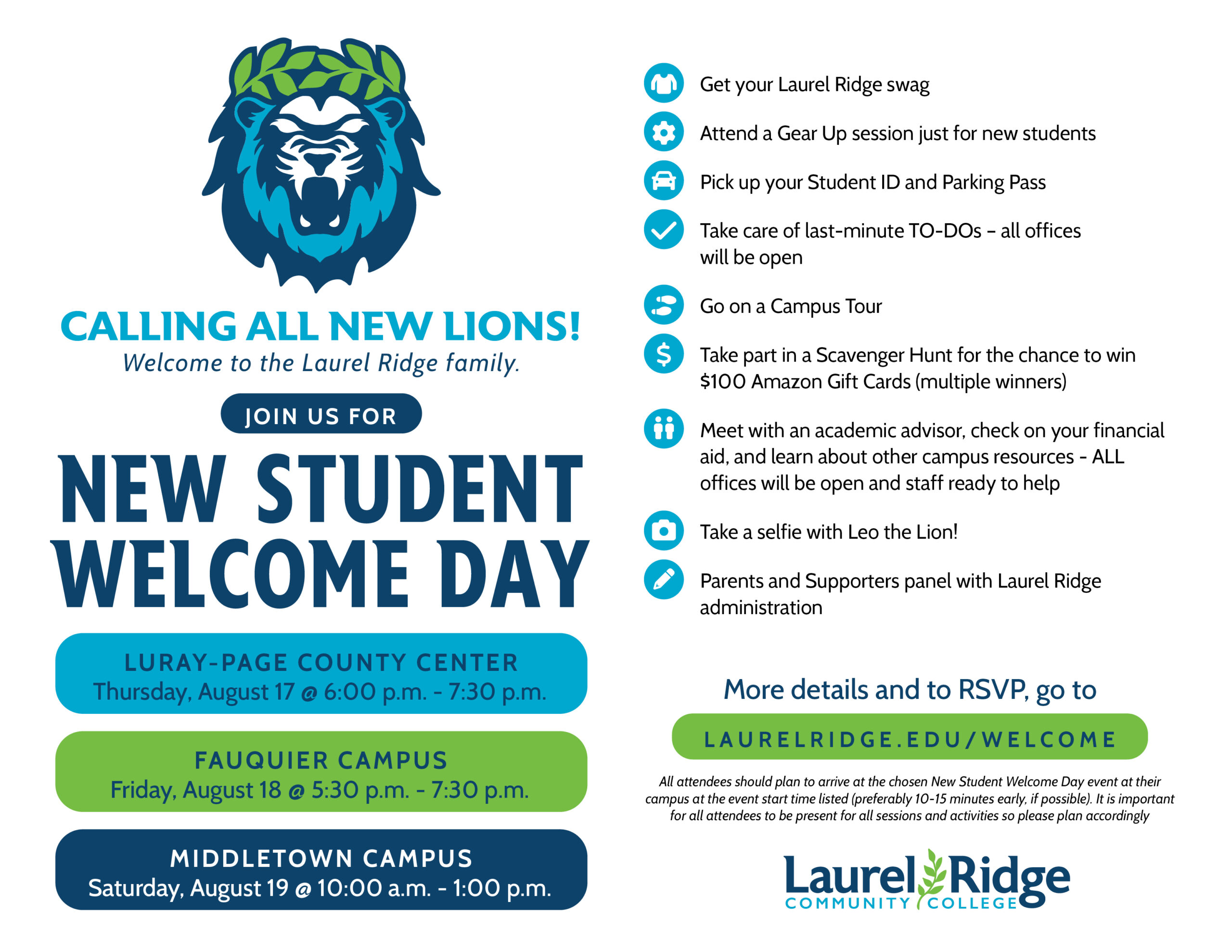 New Student Welcome Day Flyer