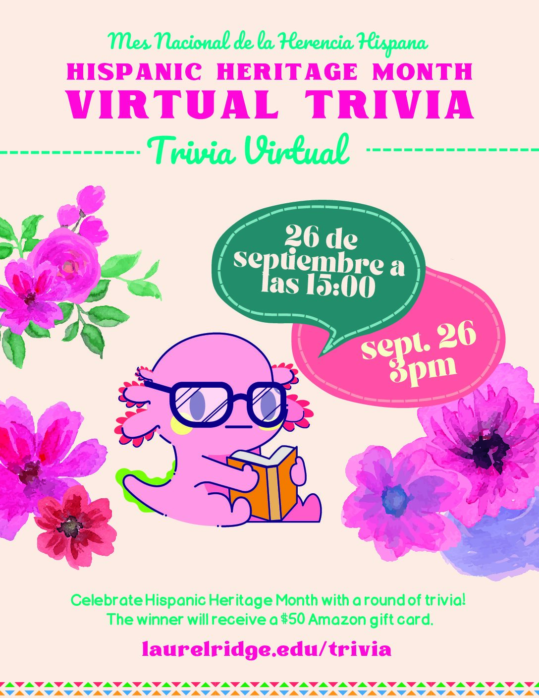 Virtual Trivia: Hispanic Heritage Month flyer