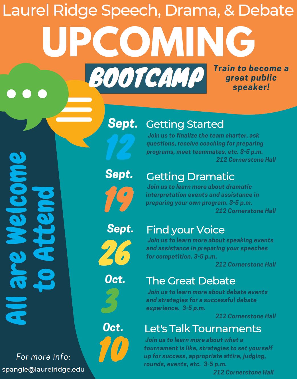 Speech, Drama & Debate Bootcamp flyer