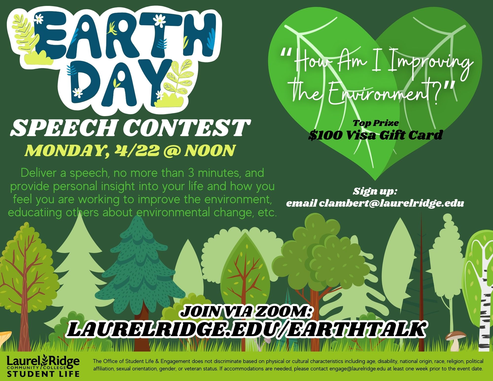 Earth Day Speech Contest flyer