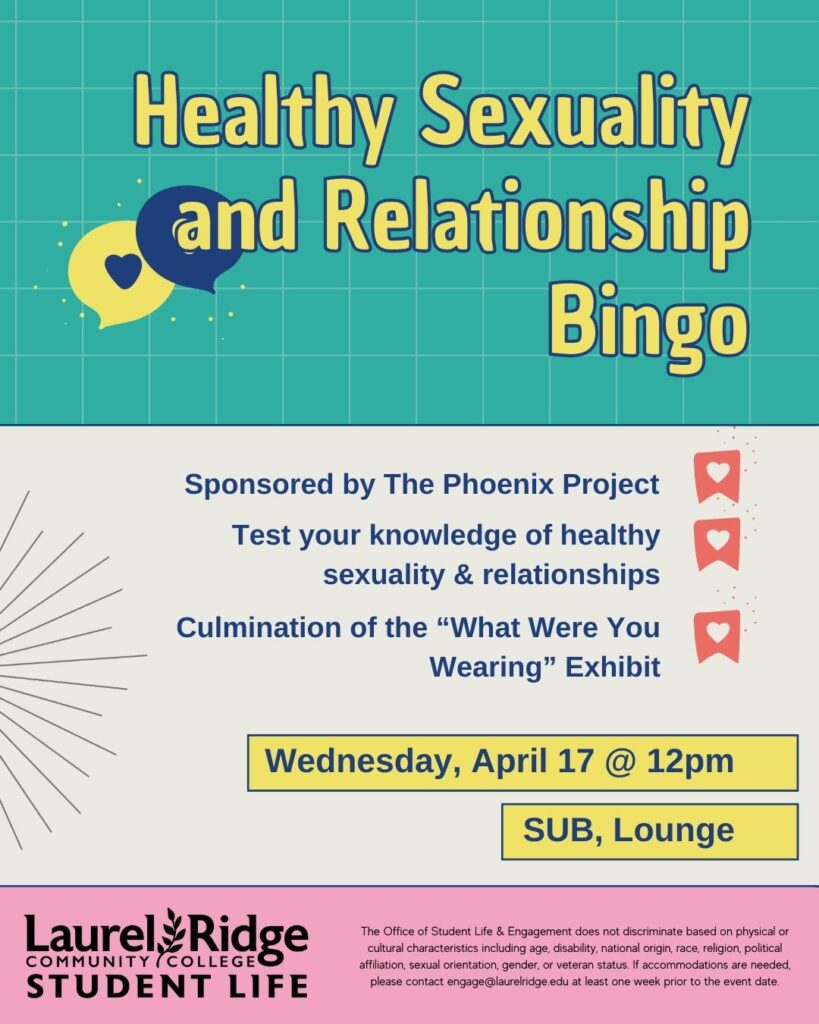 Healthy Sexuality and Relationship Bingo flyer