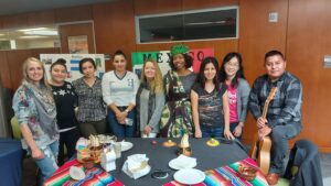 students gathered around a table