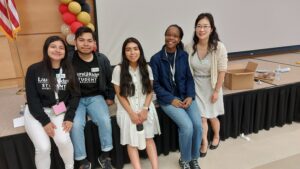 group of diverse smiling students