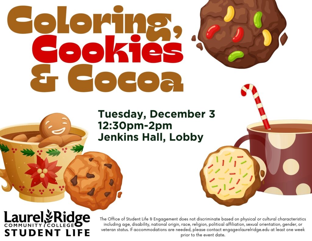 Coloring, Cookies and Cocoa flyer