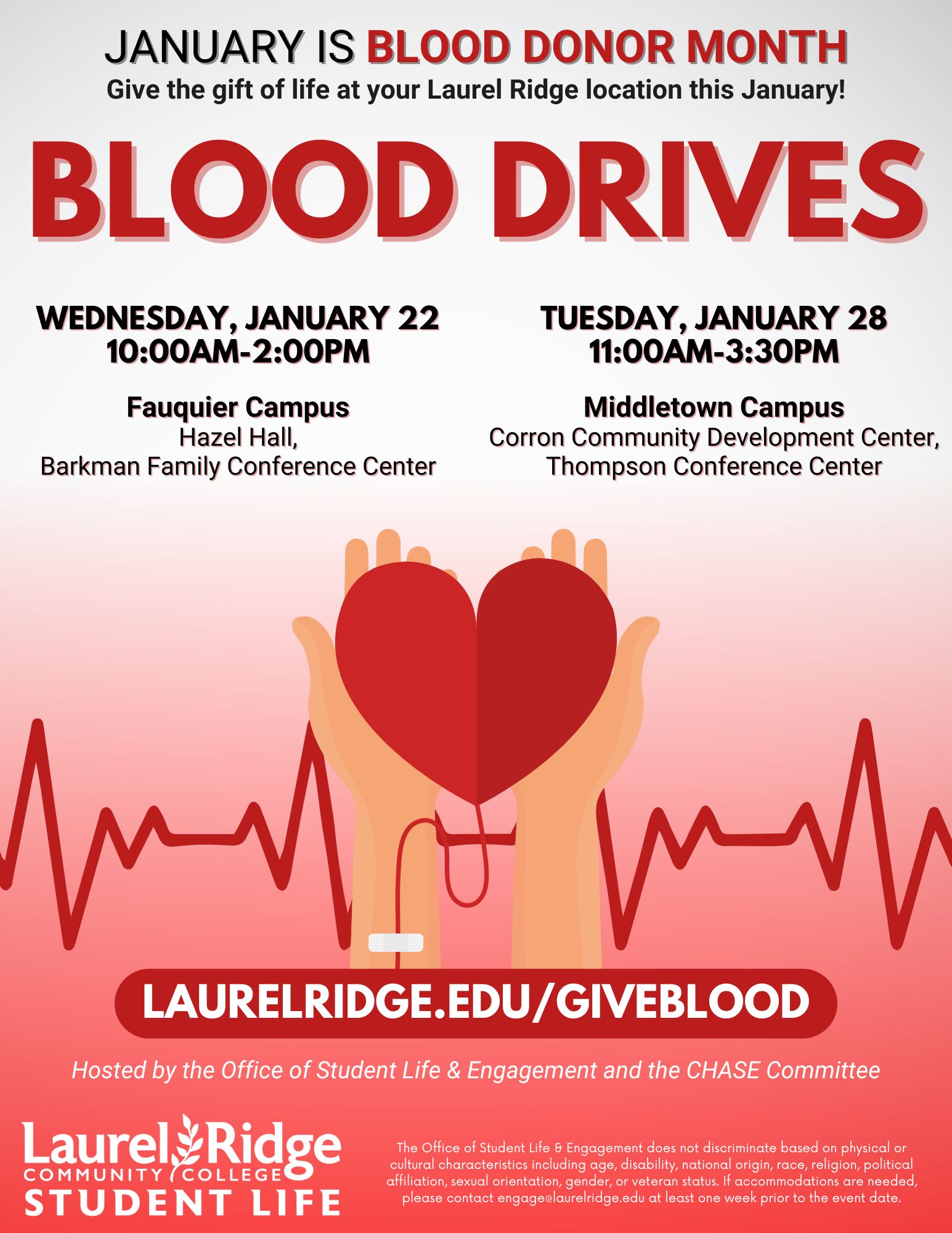 Blood Drive flyer, pic of heart