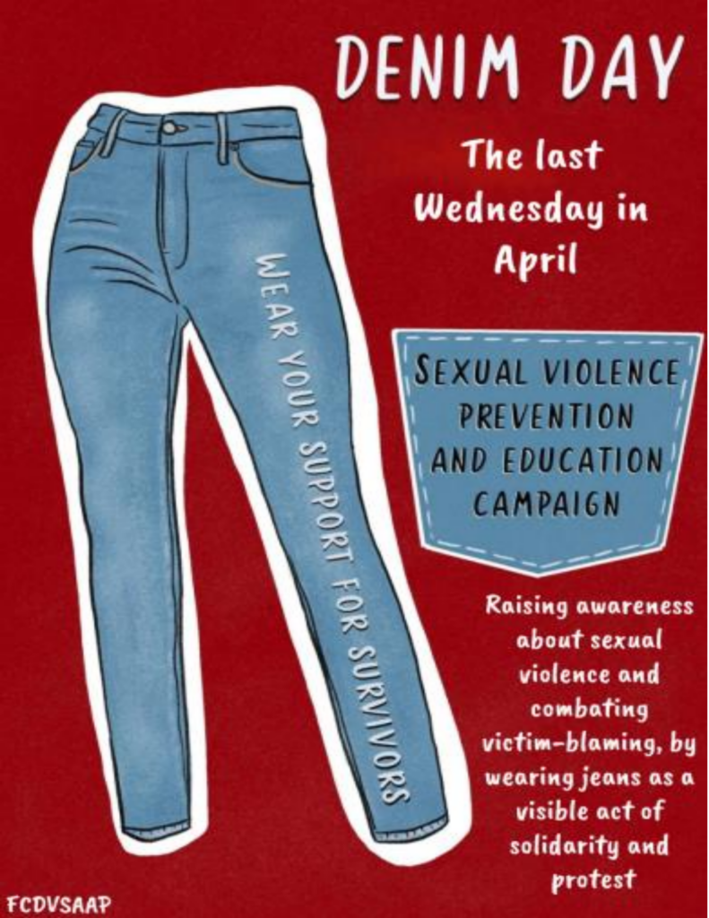 Denim Day flyer with graphic of jeans