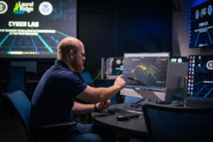 student in a cybersecurity lab