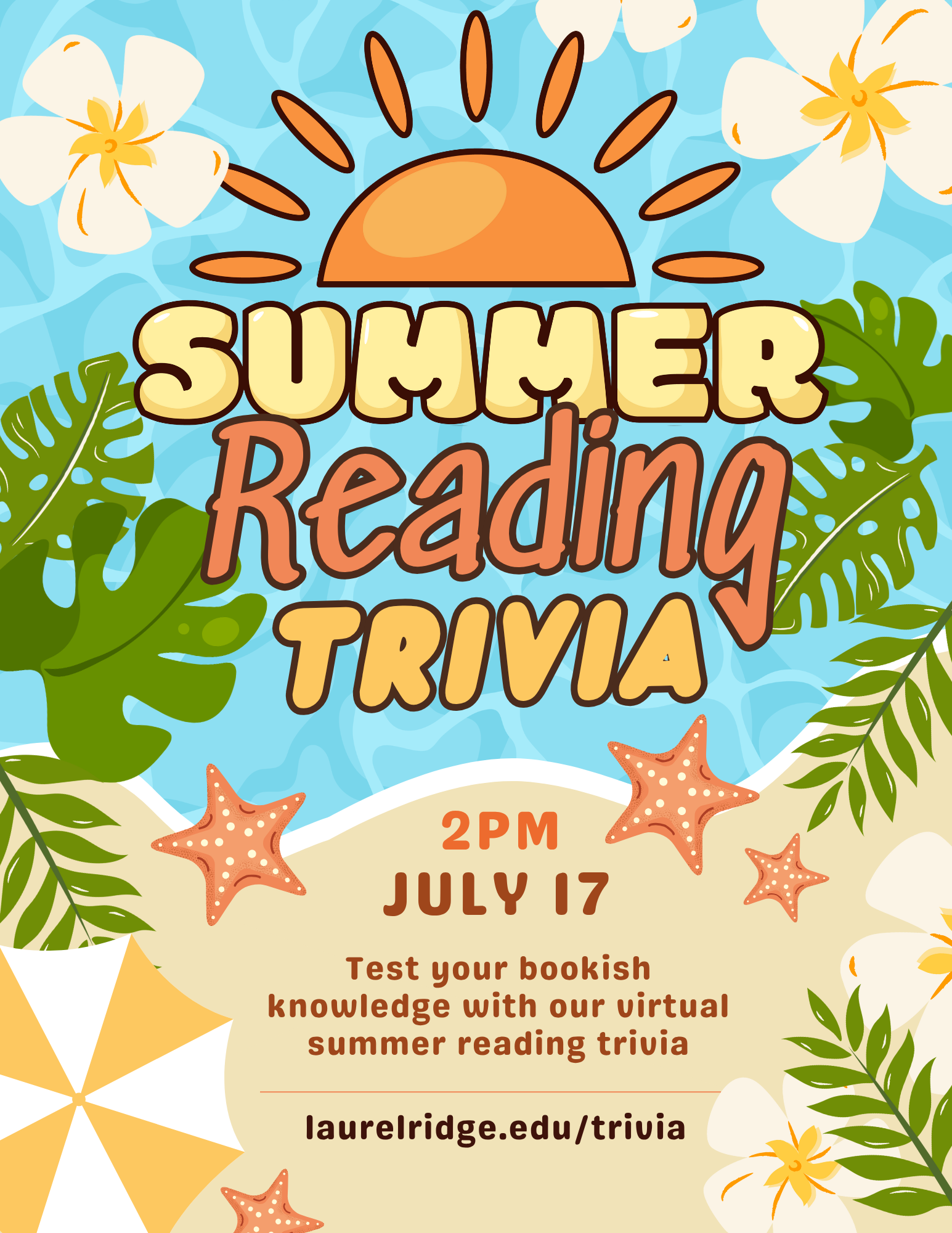 Summer Reading Trivia flyer with summer images
