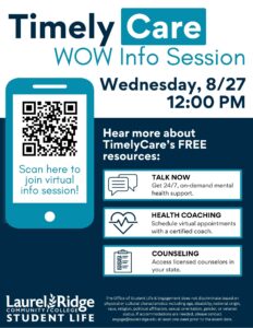 Timely Care Info Session flyer with QR code