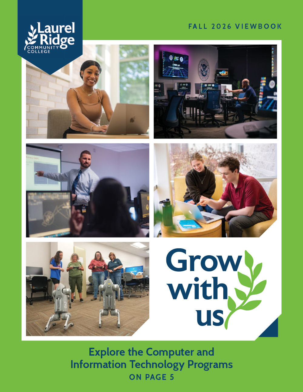 The cover of the fall 2026 college viewbook that shows a collage of photographs from various college classes