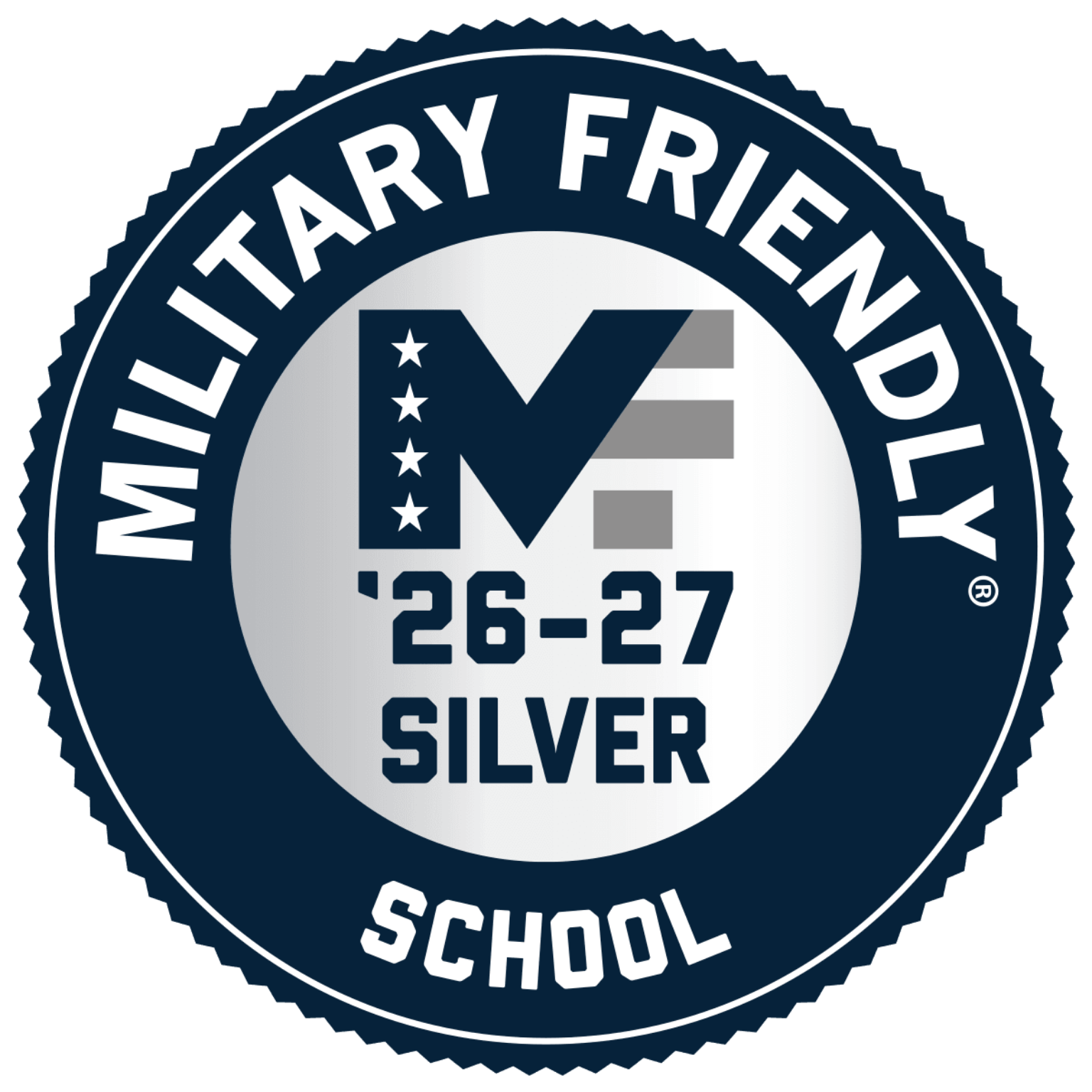 military friendly school badge silver graphic