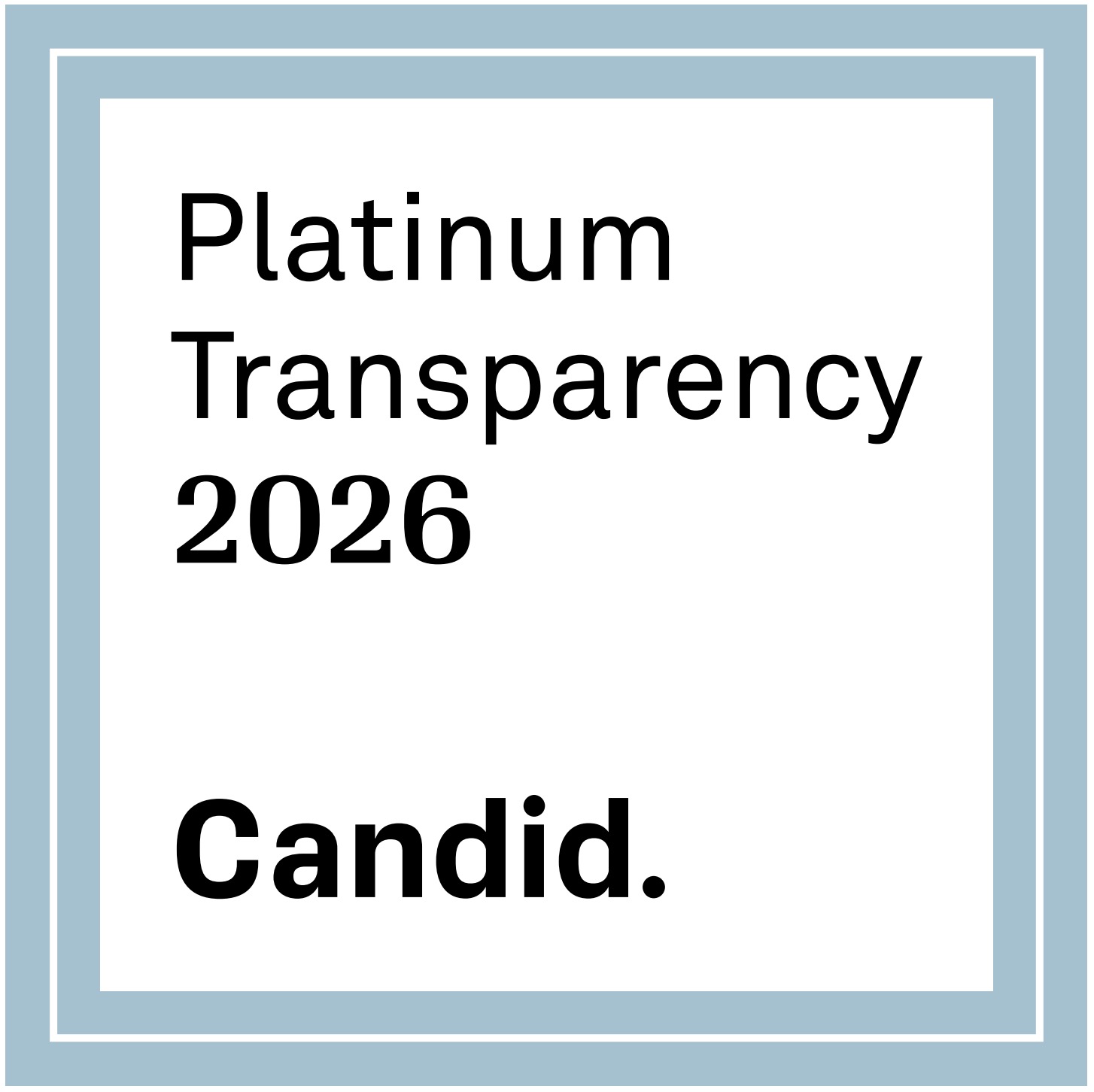 a square graphic that says Platinum Transparency 2026 Candid
