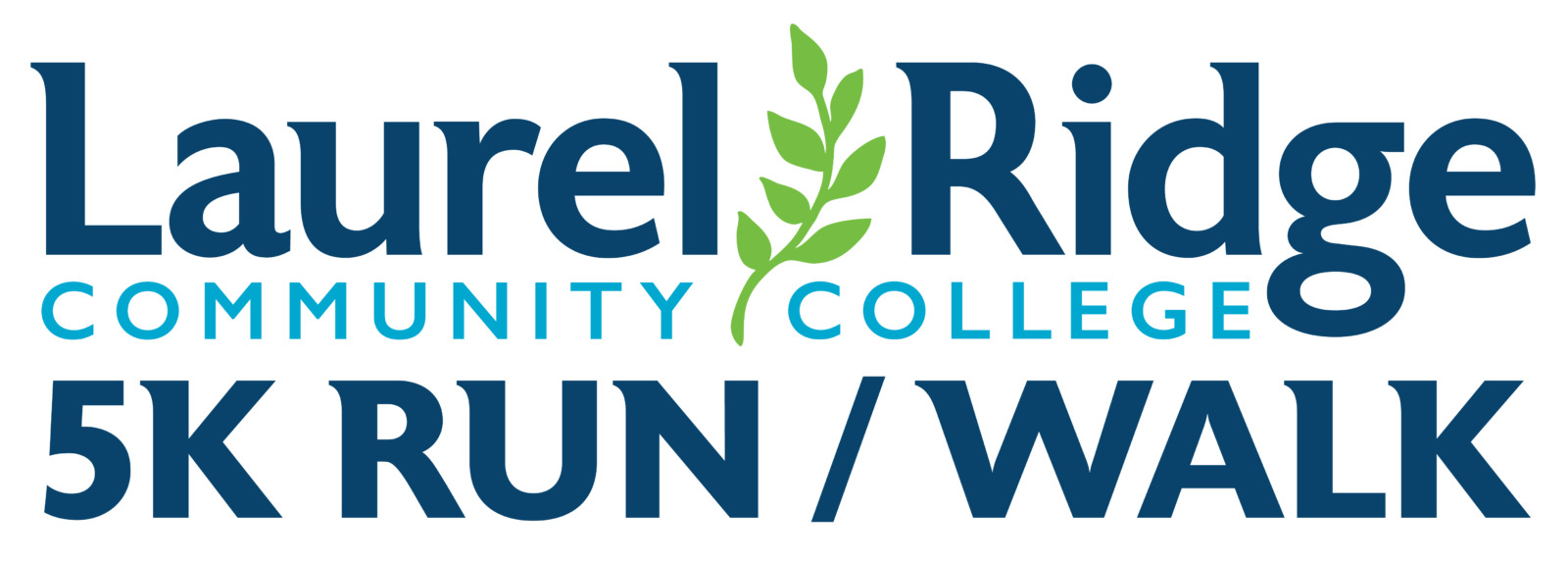 laurel ridge community college 5k run / walk wording in a serif font